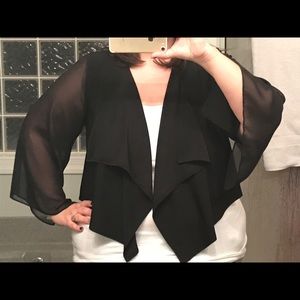 Sheer sleeve cropped dressy blazer